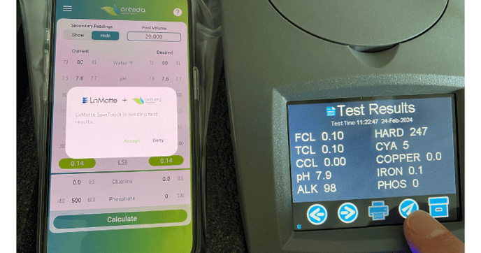 LaMotte waterlink spintouch bluetooth export to Orenda App