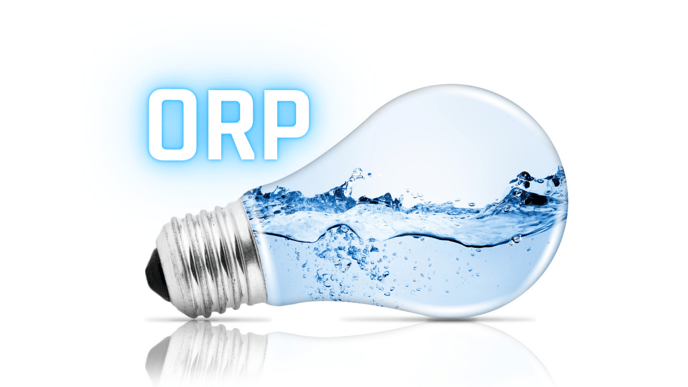 lightbulb filled with water representing electrical conductivity of water, measured as ORP